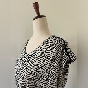 Loft - Black and White Zebra Print Dress, Women’s Size Medium, Elastic Waistband